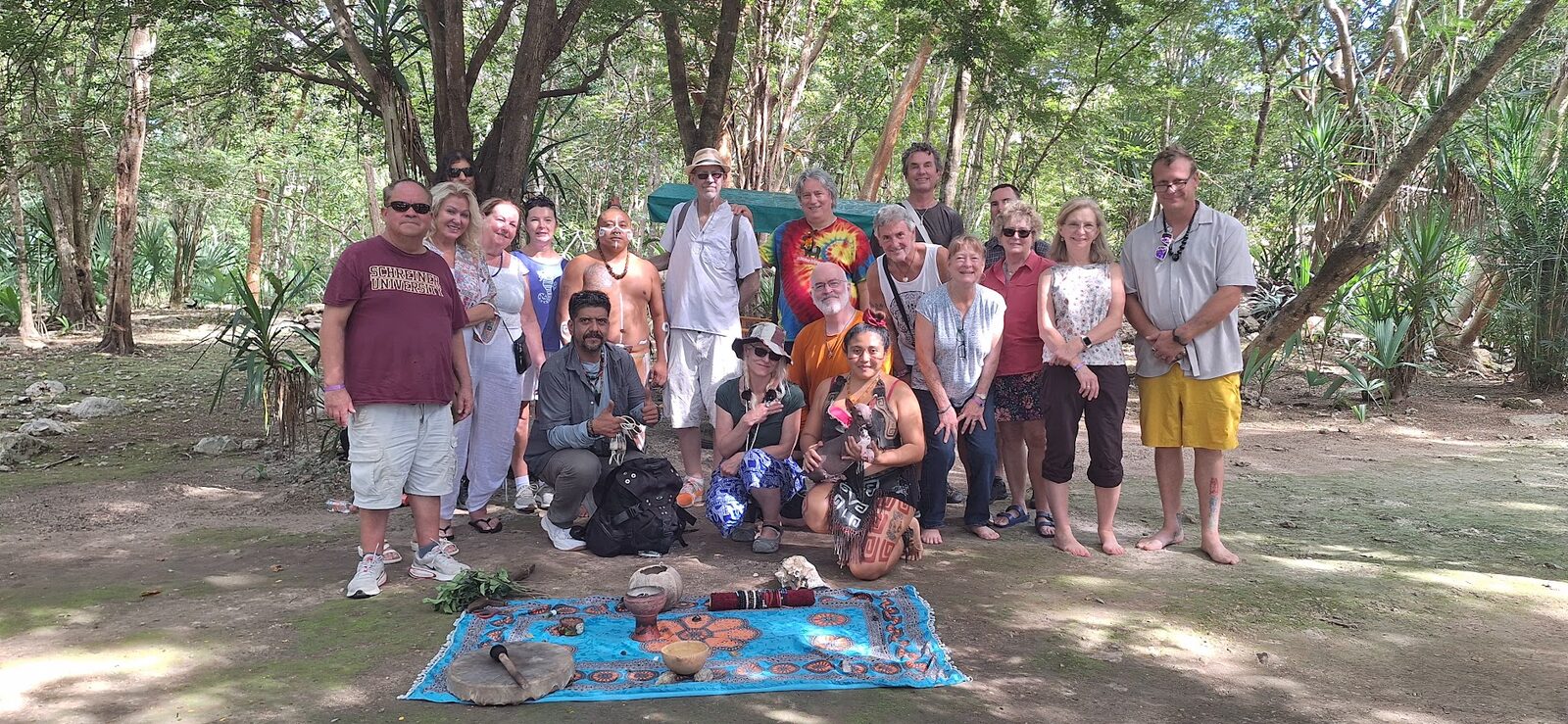 Tour group with Mayan hosts at Ek Balam