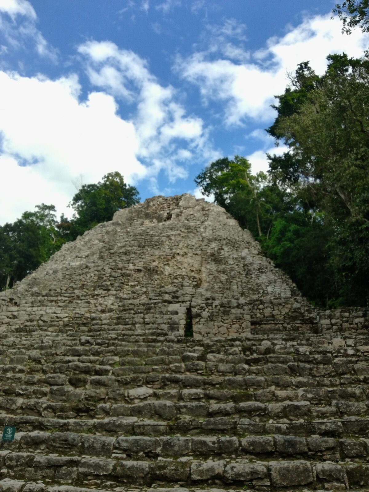 The stone pyramid at Cobá rising above the jungle