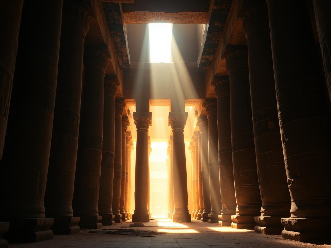 Light falling through the columns of Karnak Temple
